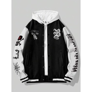 HITAM MERAH Adult Baseball Jacket Button Over Size Jacket Simple Varsity Baseball Korean Style logo 
