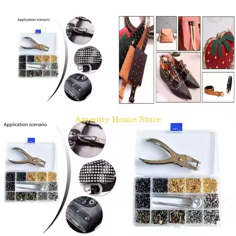 F26C 480 Sets Leather Rivets Set, 4 Color 6mm/8mm/12.0mm Leather Rivets and