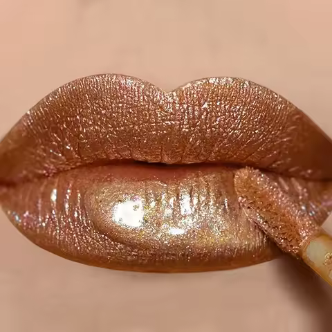 2024 Liquid Lipstick Chewy Golden Metallic Lip Gloss Shimmer Texture Golden Bling Glitter Lipstick S
