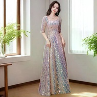 New Sequined Evening Gown Evening Long Maxi Dress Gown