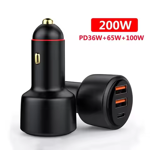 200W USB PD Car Charger 3port Super Fast Charger2.0 100W 65W SuperCharge QC3.0 for Honor Xiaomi Vivo