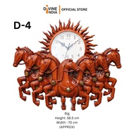 7 Horse Wall Hanging Fiber Showpiece With Clock | Home & Office Wall Decor Panel | Home Decor | 7 Ru