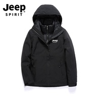 แจ็คเก็ต down Jacket JEEP SPIRIT ฤดูใบไม้ร่วง/ฤดูหนาว 3-in-1 แจ็คเก็ตปีนเขาแบบถอดได้สำหรับผู้ชายและผ