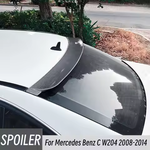 For Mercedes Benz C W204 2008-2014 C180 C200 Car Rear Window Roof Spoiler Wings Bodykit Black Carbon