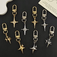 Simple Star Shape Keychains Fashion Gold Silver Color Rhinestone Star Keyrings Earphone Case Pendant