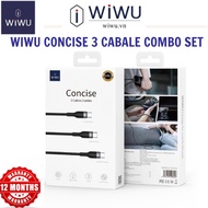 COMBO of 3 WIWU CONCISE FAST CHARGING CABLES SET Wi-C033 100W USB-C to C parachute cord 20/150/200 c