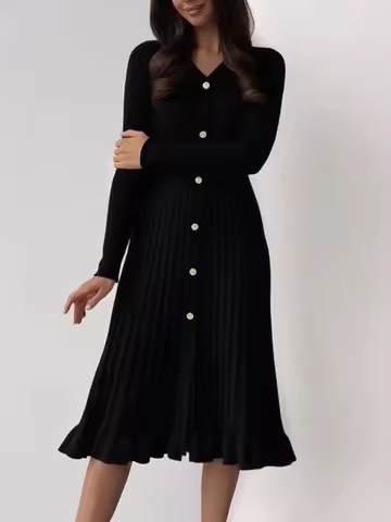 Autumn and Winter New Niche Knit Cardigan for Women, Designed with a Lazy Style Sweater Dress, Black