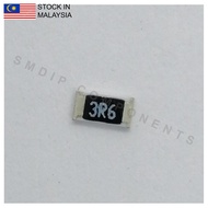 10PCS Taiwan-Grade 3.6R ±5%, 1206 SMD Resistor (3R6)
