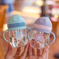 QUINT 300ml Cute Push Button Kids Baby Easy Grip Band Cartoon Sippy Cup Baby Feeding Bottle Drinking Kettle Straws Water Bottle