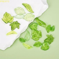 PRESTO 30pcs Green Transparent Leaf Shape Beads, Leaf Shape Transparent Green Acrylic Leaf Beads, Ha