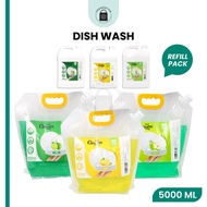Cleanse360 Biodegradable Dishwashing Liquid [Lemon/ Lime/ Green Apple Scent - 5000ml] Refill Pack