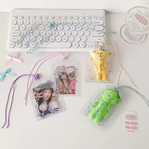 Ins Style PVC Transparent Amulet Japanese 3 Inch Card Holder Mini Card Holder 65mm Badge Display Pen