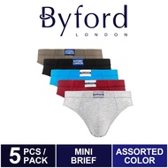 Byford (5 Pcs) Seluar Dalam Lelaki | Byford Men Brief 100% Cotton Underwear Assorted Colours