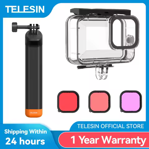 TELESIN 60M Waterproof Case For GoPro Hero 13 12 11 10 9 Underwater Diving Housing Cover With Dive F