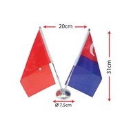 Table Flag Stand (Double) V Shape – Stainless Steel Round Base Stand Only