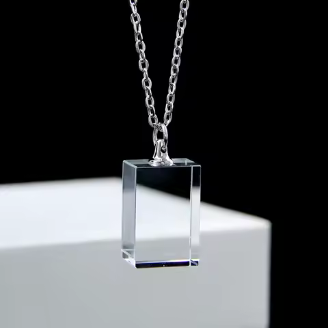 XTOOL Wholesale Blank K9 Shining crystal necklace for 3D Laser Engraving Rectangular Crystal Pendant