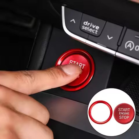 Car Start Engine Button Start Stop Key Ring Cover Anti-Slip Ignition Stickers for Audi Q5 Q7 A8L A5 