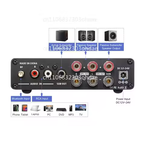 AIYIMA Audio B01 Bluetooth TPA3116D2 Subwoofer Amplifier 100W HiFi Stereo Digital 2.1 Class D Amp Ba