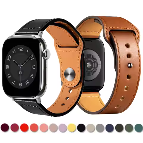 Leather Watch Straps for Apple Watch band 46mm 44mm 49mm 45mm 42mm 40mm 41mm bracelet iWatch series 