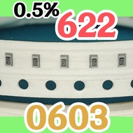10pcs Chip resistor smd 622 6K2 0.5% size 0603 1608 6.2Kohm 6.2K ohm 6.2 Kohm