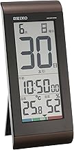 Seiko SQ431B Table Clock, Alarm Clock, Wall Clock, Radio, Digital, Daily Calendar, Temperature and Humidity Display, Brown Metallic, Product Size: 9.5 x 4.1 x 1.0 inches (24.2 x 10.5 x 2.5 cm)