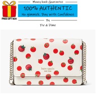 Kate Spade Spencer Tomato Dot Embellished Flap Chain Wallet Crossbody Bag (Comes with Kate Spade Gift Box)