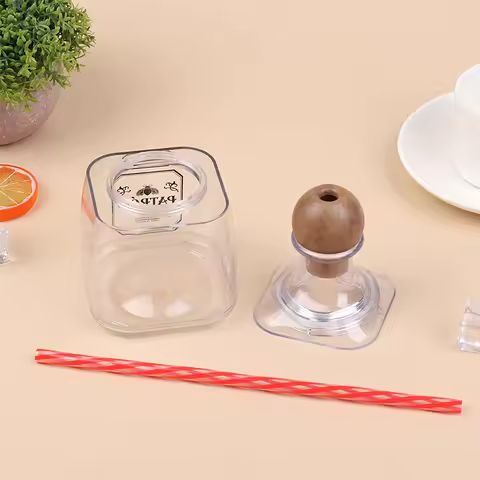 1/2/4Pcs 375ml Mini Tequila Bottles 15*8.3cm Acrylic Reusable Cups With Straw Hole Decoration Patron