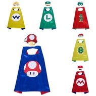 Boys Girls Super Mario Luigi Cosplay Fancy Dress Kids Costume Mask Cloak Party