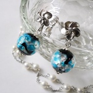 螢火蟲琉璃珠 耳環 催花雨 優質 銠電鍍 銠塗層 蓄光 螢光玉 螢火蟲珠 螢光玻璃 蜻蜓珠 水藍色 藍色