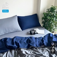 GONI CHILL duvet cover set in Navy Gray color - Elastic bed sheets 4-25cm high, sizes 1m, 1m2,1m4, 1