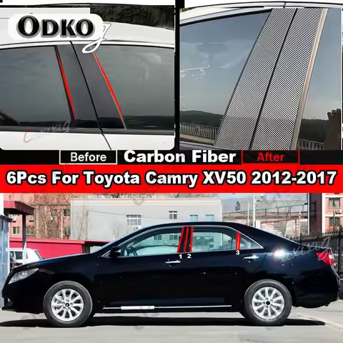 6Pcs Car Window Door Column B C Pillar Post Cover Trim for Toyota Camry XV40 XV50 XV70 2006-2022 Bla