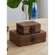 Box Locked Desktop Storage Box Household Solid Wood Storage Box Document Box Seal Storage Box Wooden