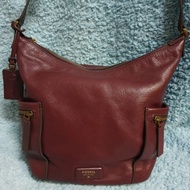 - SOLD - Preloved Fossil Emerson Hobo Maroon small