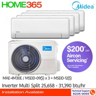 (Pre Order) Midea Inverter Multi-Split AirCon MAE-4M30E/MSEID-09(S) x 3 + MSEID-12(S)