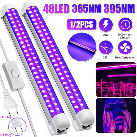 Ultra-Thin C2 10W UV Black Light 48LED Ultraviolet Strip Lamp Halloween Club Party Disco DJ Bar Glow