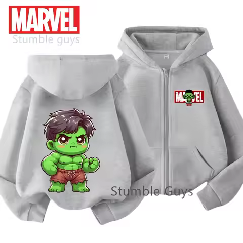 Spring Autumn Marvel Avengers Girls Sweatshirt Zipper Hoodie Hulk Design Comfort Sports Wear