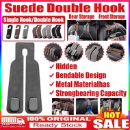 2 Hooks Car Tools Hidden Metal Seat Hook Universal Double Hook Suede Car Accessories Decoration 汽车挂钩