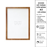 A3 thin-rimmed pine wood frame with glass (No painting) | Picture frame, natural wood frame, picture