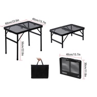 Camping Folding Table Outdoor Picnic Table Foldable Beach Table Mesh Top Grill Table Camping Grill for Picnic Travel
