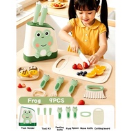 CuddleCove Kids Knife Set Toy Toddler Kitchen Cooking Set Safe Plastic Knive Toys with Cutting Board
