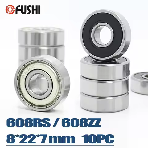 10PCS 608ZZ 608RS 8*22*7mm ABEC-1 ABEC-7 Double Shield Rubber Seal Deep Groove Bearing for Skateboar