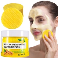 50pads Turmeric Kojic Acid Cleansing Pads Face Foaming Turmeric Exfoliating Pads For Face Dark U4O0