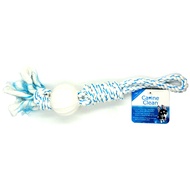 CANINE Clean Dental Rope Tug With Nylon Ball (Blue)