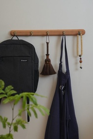實木衣帽鉤  玄關壁掛收納  櫸木黑胡桃掛衣架  家居裝飾