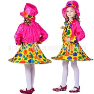Children Polka Dot Clown Dress Suit Halloween cos Girl Clown Stage Performance Party Costume