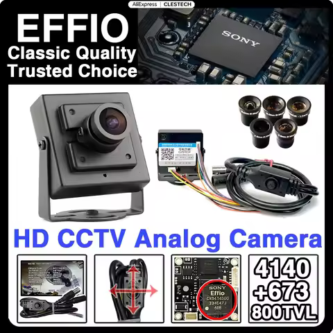 800TVL CCD 4140+673 Analog HD Mini CCTV Camera with 2.8mm-16mm Sony Effio Lens - Ultra Compact 32*32