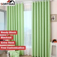 Luxury Curtain Langsir Blackout Curtain Star Window Curtain for Living Room Door Curtain Hook Eyelet Sliding Curtain