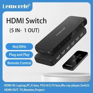 lemorele G96 Splitter Port HDMI 4K Switcher Selector Box 5 in 1 out with IR Remote HDR HDCP 2.3 for 