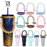 LINBAI Flask Bead Paracord Handle Strap for Starbucks Drinking Water Bottles Stanley Carrier with Si