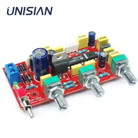 UNISIAN LM1036 Audio Preamplifier HIFI OP-AMP Volume Control Board With Treble Bass Volume EQ Preamp
